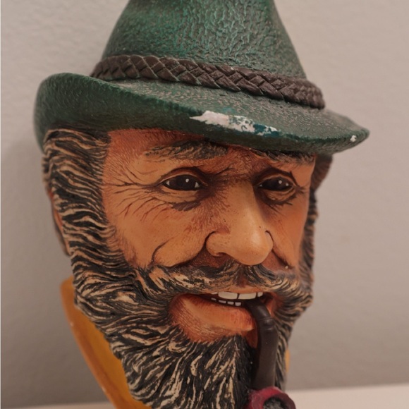 Rustic home unique gift Bosson Head Green and Brown Bearded Man Wall Decor - Picture 2 of 3